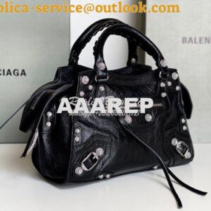 Replica Balenciaga Neo Cagole XS Handbag in Black Arena Lambskin with 2