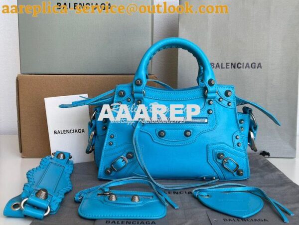 Replica Balenciaga Neo Cagole XS Handbag in Blue Arena Lambskin 700940