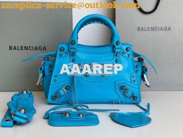 Replica Balenciaga Neo Cagole XS Handbag in Blue Arena Lambskin 700940 4