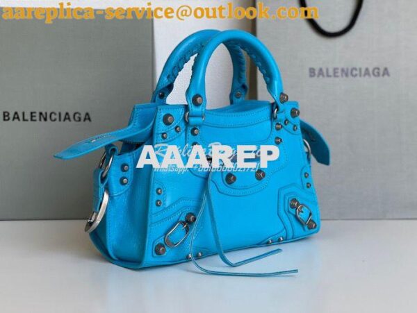 Replica Balenciaga Neo Cagole XS Handbag in Blue Arena Lambskin 700940 5