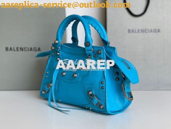 Replica Balenciaga Neo Cagole XS Handbag in Blue Arena Lambskin 700940 4