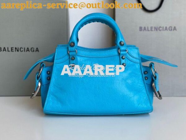 Replica Balenciaga Neo Cagole XS Handbag in Blue Arena Lambskin 700940 10