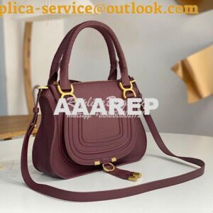 Replica Chloe Marcie Medium Satchel Bag Wine 2