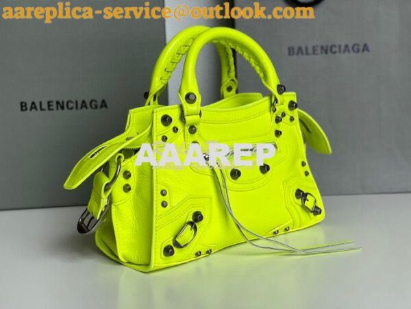 Replica Balenciaga Neo Cagole XS Handbag in Neon Yellow Arena Lambskin 5