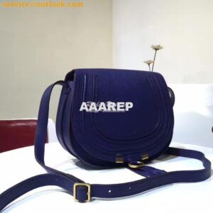 Replica Chloe Mini Marcie Bag in Small Grain Calfskin Blue 2