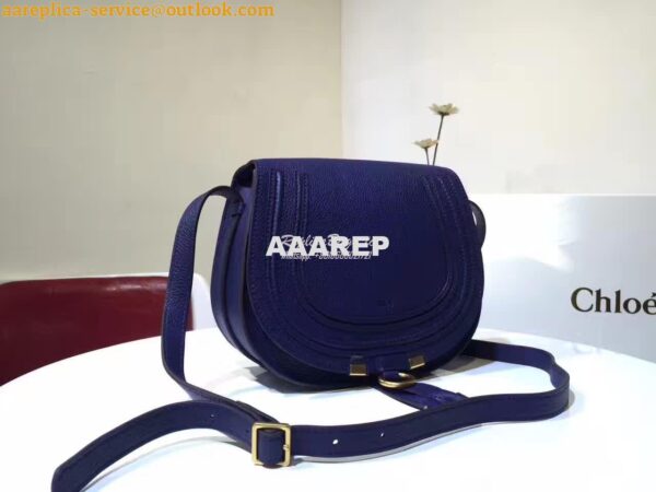 Replica Chloe Mini Marcie Bag in Small Grain Calfskin Blue 2