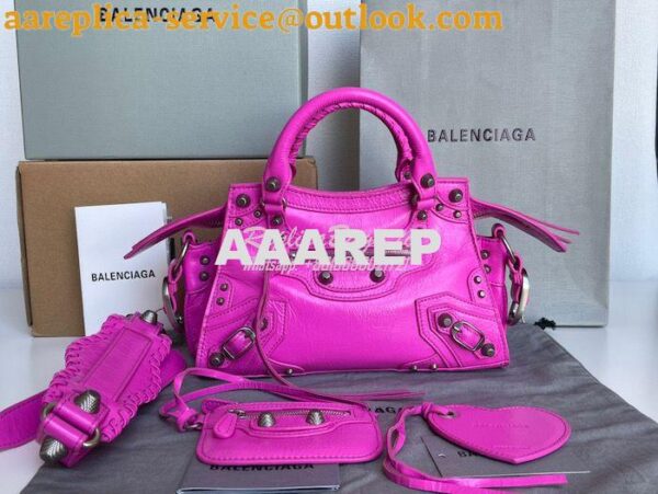 Replica Balenciaga Neo Cagole XS Handbag in Pink Arena Lambskin 700940 3