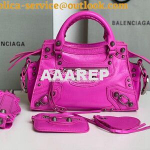 Replica Balenciaga Neo Cagole XS Handbag in Pink Arena Lambskin 700940 2