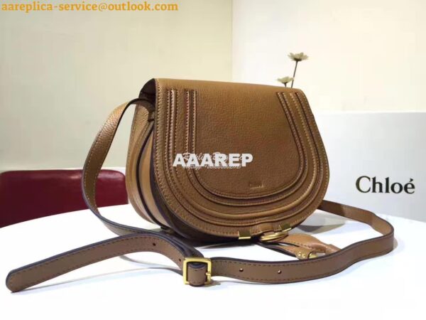 Replica Chloe Mini Marcie Bag in Small Grain Calfskin Brown