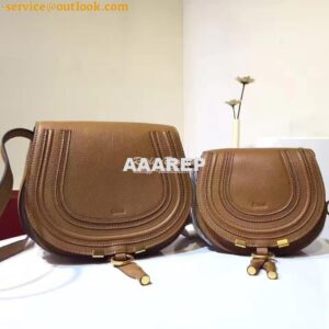 Replica Chloe Mini Marcie Bag in Small Grain Calfskin Brown 2