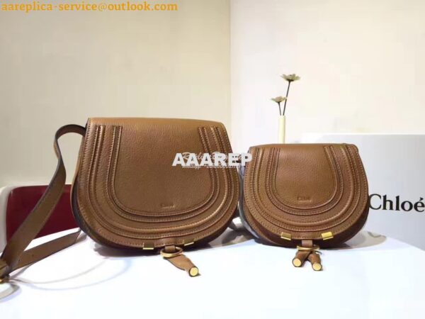 Replica Chloe Mini Marcie Bag in Small Grain Calfskin Brown 2