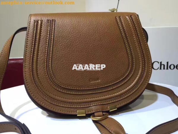 Replica Chloe Mini Marcie Bag in Small Grain Calfskin Brown 4