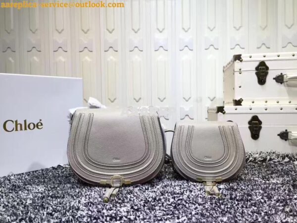 Replica Chloe Mini Marcie Bag in Small Grain Calfskin Grey 3