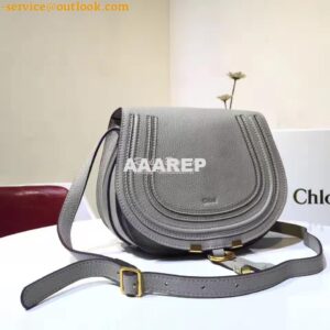 Replica Chloe Mini Marcie Bag in Small Grain Calfskin Grey 2