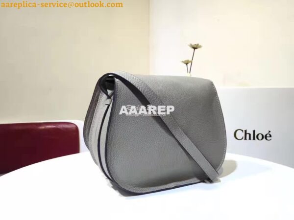 Replica Chloe Mini Marcie Bag in Small Grain Calfskin Grey 5