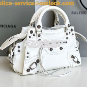 Replica Balenciaga Neo Cagole XS Handbag in White Arena Lambskin 70094 2