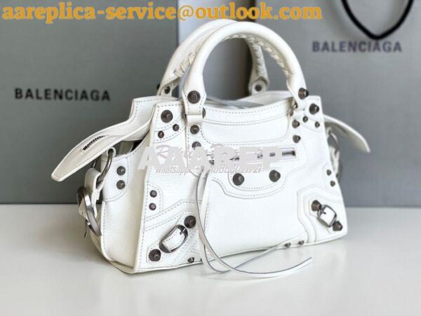 Replica Balenciaga Neo Cagole XS Handbag in White Arena Lambskin 70094 4