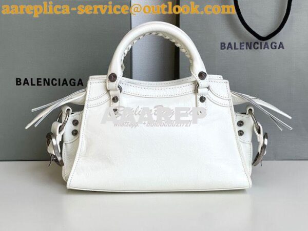 Replica Balenciaga Neo Cagole XS Handbag in White Arena Lambskin 70094 14