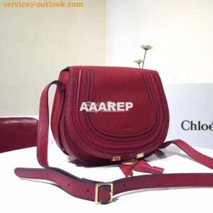 Replica Chloe Mini Marcie Bag in Small Grain Calfskin Red 2