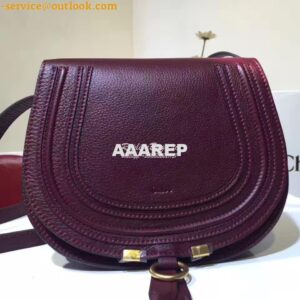 Replica Chloe Mini Marcie Bag in Small Grain Calfskin Wine