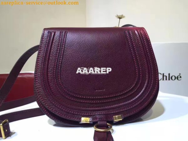 Replica Chloe Mini Marcie Bag in Small Grain Calfskin Wine 3