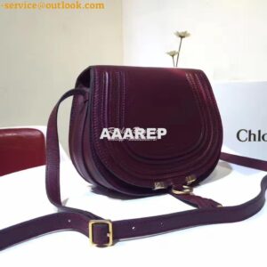 Replica Chloe Mini Marcie Bag in Small Grain Calfskin Wine 2