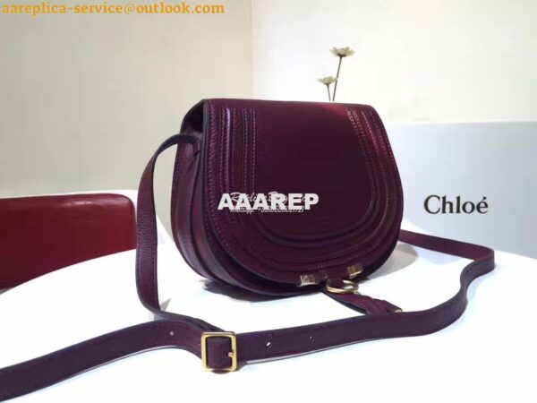 Replica Chloe Mini Marcie Bag in Small Grain Calfskin Wine 2