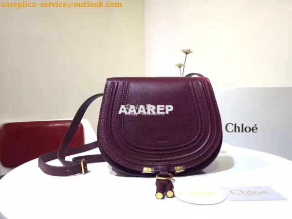 Replica Chloe Mini Marcie Bag in Small Grain Calfskin Wine 5