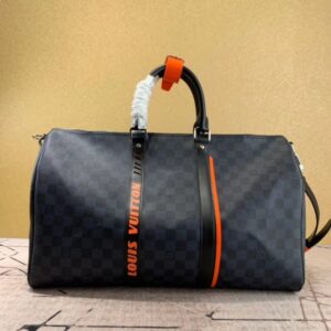 Replica Louis Vuitton Keepall Bandouliere 45 Damier Cobalt Race N40166 2