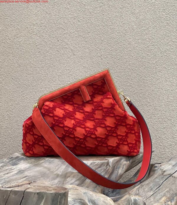 Replica Fendi 8BP127 Fendi First Medium Red suede bag