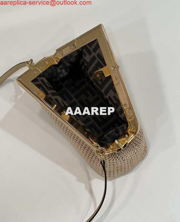 Replica Fendi 8BP129 Fendi First Small Beige raffia macrame bag Apricot 7