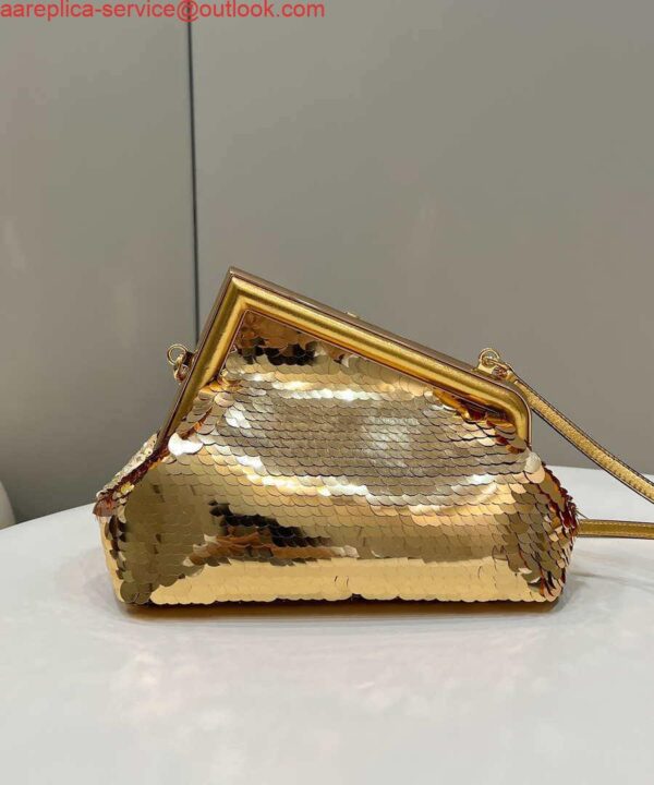 Replica Fendi 8BP129 Fendi First Small Gold sequinned bag 80018M 2