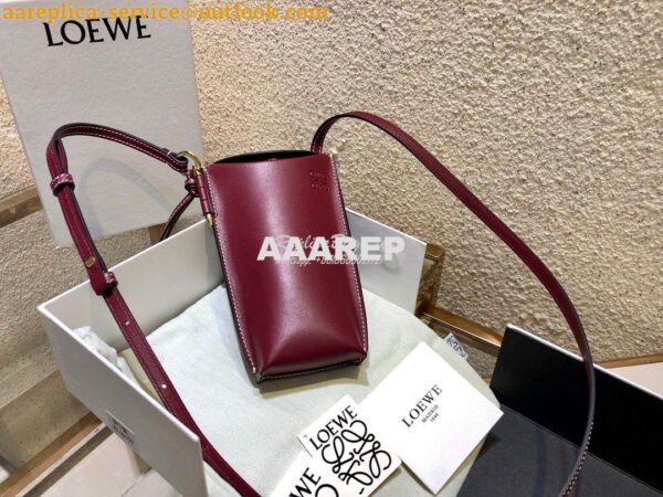 Replica Loewe Gate Pocket in Smooth Calfskin 18756 Wine 3