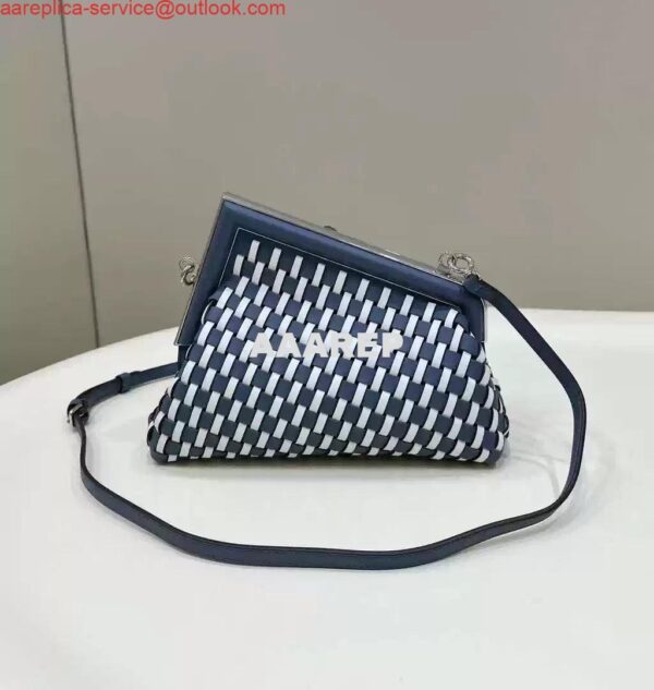 Replica Fendi 8BP129 Fendi First Small White and blue woven leather bag