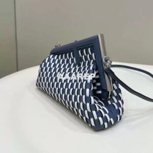 Replica Fendi 8BP129 Fendi First Small White and blue woven leather bag 2