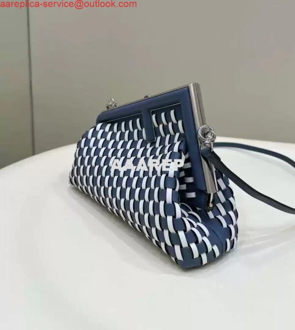 Replica Fendi 8BP129 Fendi First Small White and blue woven leather bag 2