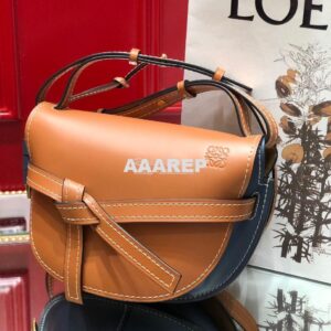 Replica Loewe Gate Small Bag 397511 Tan/ Blue 2