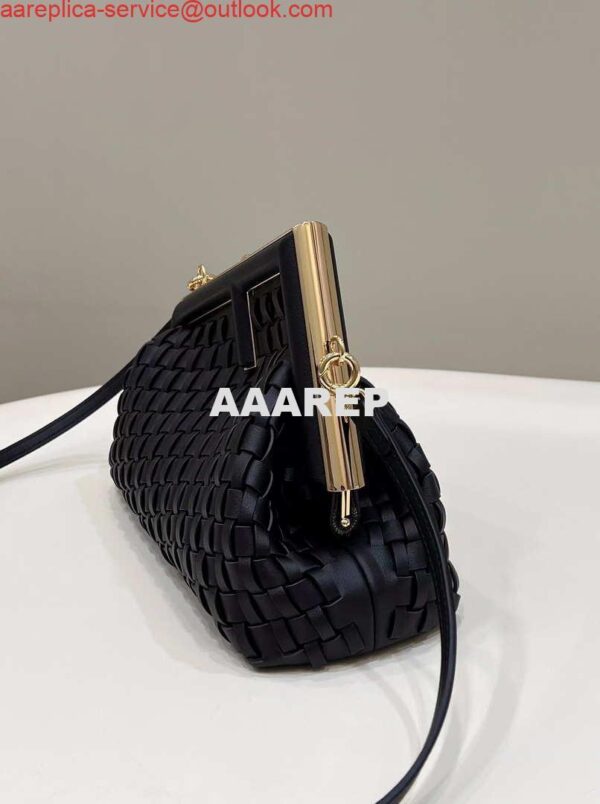 Replica Fendi 8BP129 First Small Black braided leather bag 80103 2