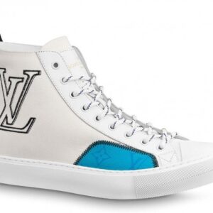 Replica Louis Vuitton Tattoo Sneaker Boots In White Textile