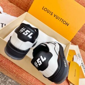 Replica Louis Vuitton White/Black LV Trainer Sneakers with #54 2