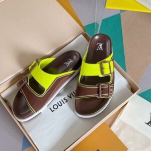 Replica Louis Vuitton LV Trainer Mules In Brown Suede Leather 2