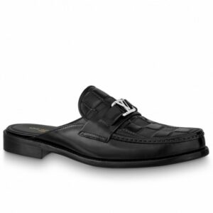 Replica Louis Vuitton Major Open-back Loafers In Black Leather