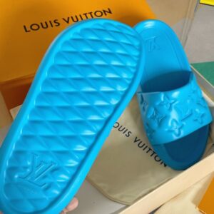 Replica Louis Vuitton Waterfront Mules In Blue Monogram Rubber 2