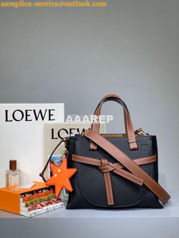 Replica Loewe Gate Top Handle Small Bag 66053 Black/Pecan 3