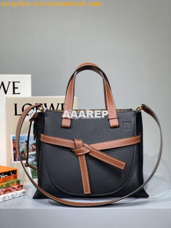 Replica Loewe Gate Top Handle Small Bag 66053 Black/Pecan 6