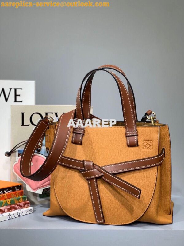 Replica Loewe Gate Top Handle Small Bag 66053 Light Caramel/Pecan 6