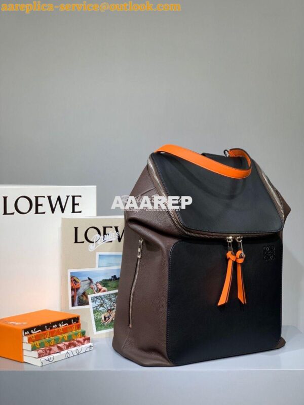 Replica Loewe Goya Backpack in Calfskin 66009 Black/Dark Brown 3