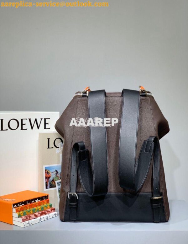 Replica Loewe Goya Backpack in Calfskin 66009 Black/Dark Brown 4