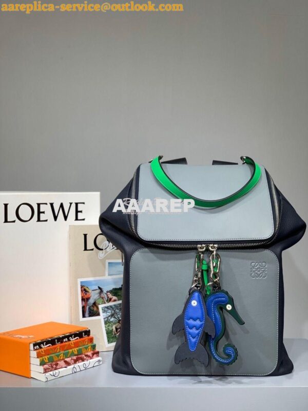 Replica Loewe Goya Backpack in Calfskin 66009 Light Blue/Blue 3