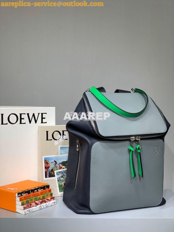 Replica Loewe Goya Backpack in Calfskin 66009 Light Blue/Blue 5